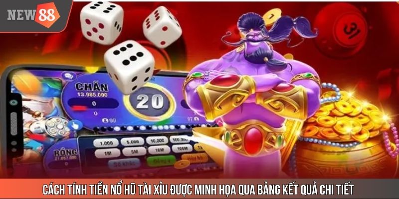 Cách tính tiền nổ hũ tài xỉu được minh họa qua bảng kết quả chi tiết